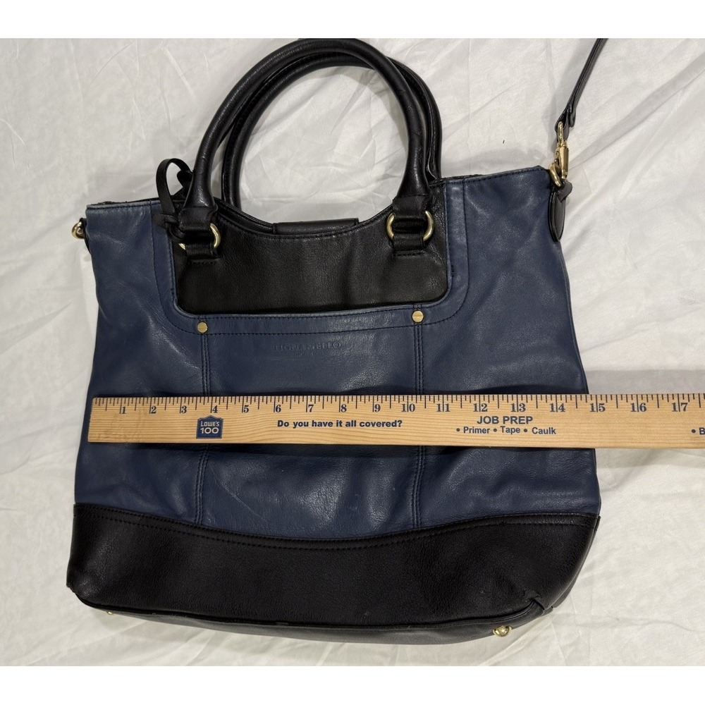 Tignanello Leather Purse Handbag Over Shoulder Navy‎ Blue and Black Gold Accents - Picture 2 of 16